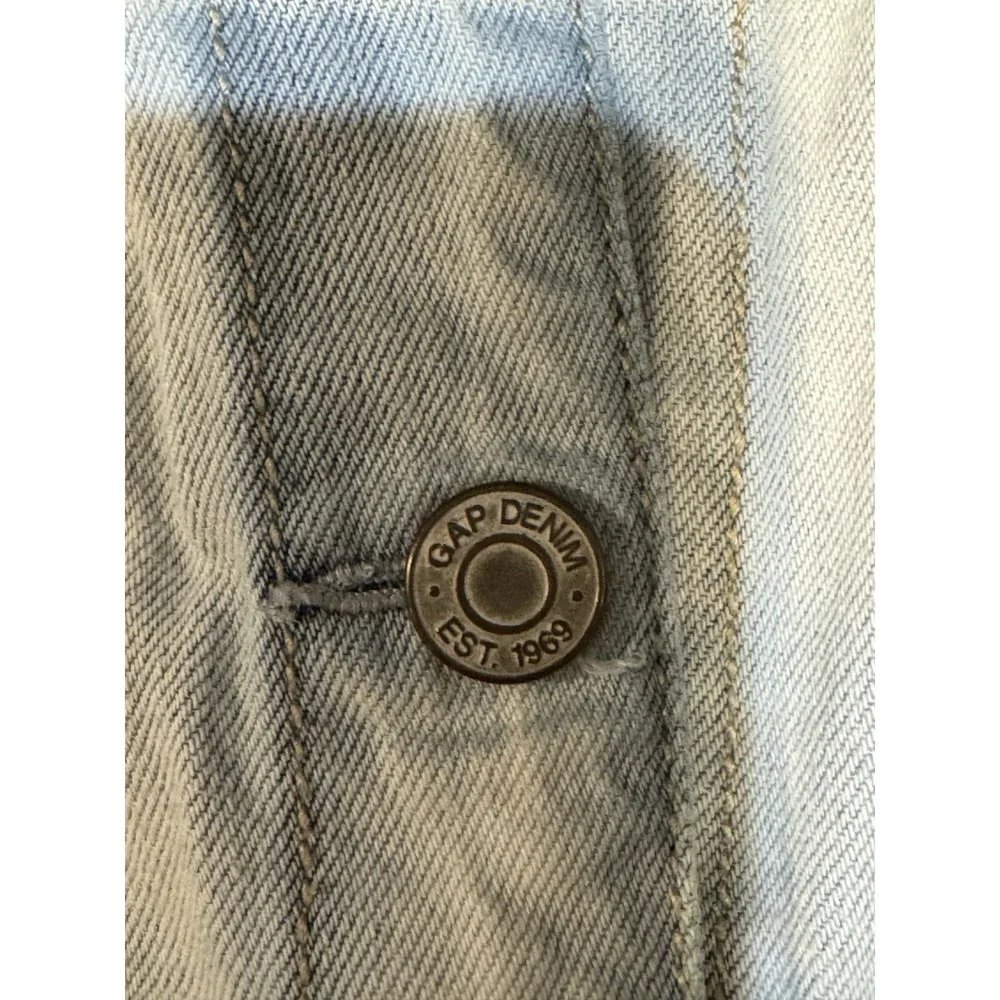 Gap Kids XL Emoji Patch Denim Jacket Light Wash Girl‎ 12-13Y Sequin Fun SPR18